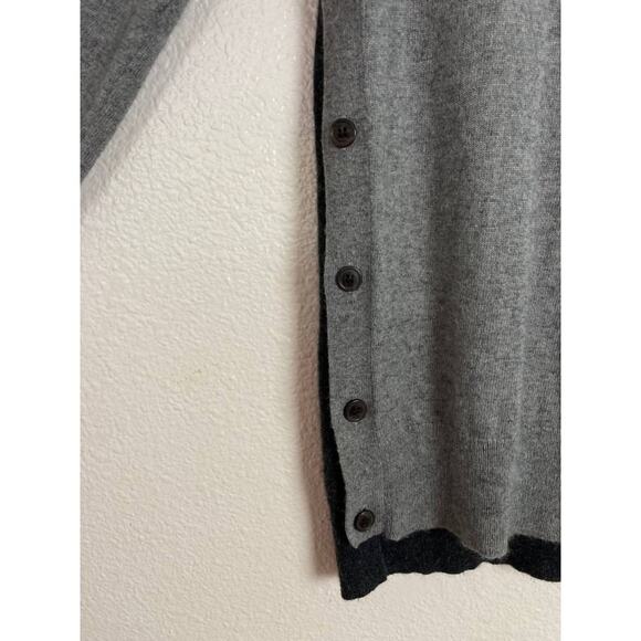 J.Crew Sweater Gray Wool Blend Tunic Elbow Patches Side Buttons Crewneck Small - Picture 4 of 10